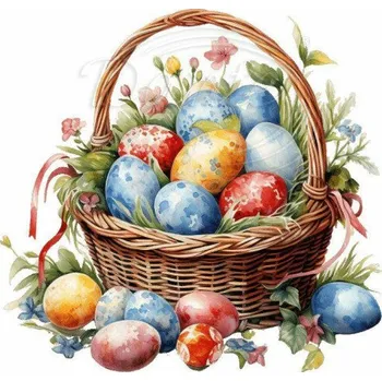 Textilní nažehlovací páska Dante Nažehlovačka Košík s kraslicemi 1 - 6 x 6 cm