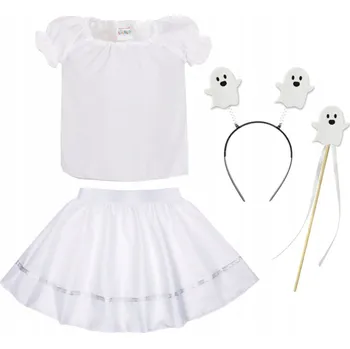 Karnevalový kostým Bílý kostým duch pro děti, velikost 98-110, 4 díly