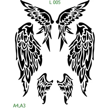 Plastová šablona pro malování - Andělé, křídla, peří - Křídla (L005) - A4 , Nelepící folie