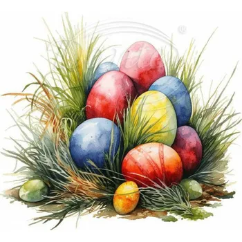 Textilní nažehlovací páska Dante Nažehlovačka Kraslice v trávě 2 - 12 x 11 cm