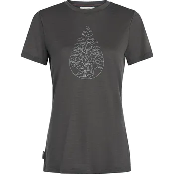 Dámské merino triko s krátkým rukávem ICEBREAKER Wmns Mer 150 Tech Lite III SS Tee Hike Path, Obsidian velikost: L