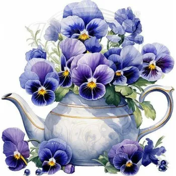 Textilní nažehlovací páska Dante Nažehlovačka Macešky v konvičce - 12 x 12 cm