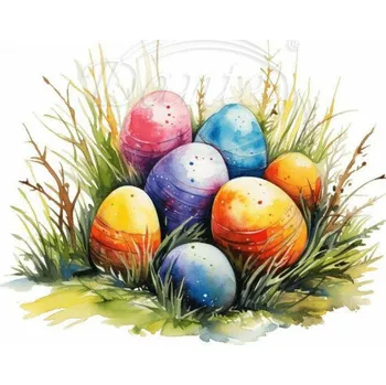 Textilní nažehlovací páska Dante Nažehlovačka Kraslice v trávě 7 - 6 x 5 cm