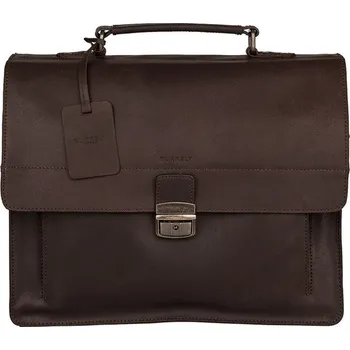 Pánská aktovka BURKELY Kožená pracovní taška na notebook 15,6" Scott 9006378.22.20 hnědá