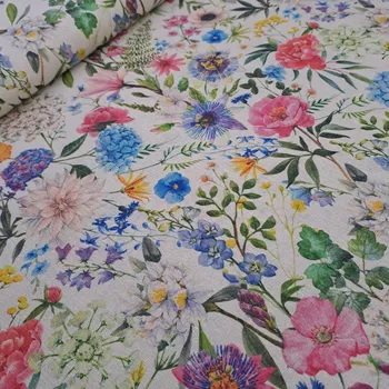 Pro útulný domov lněná látka ROZKVETLÁ LOUKA