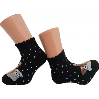 Dívčí nízké ponožky Trepon Friend černé (Dětské kotníkové ponožky s pejsky)