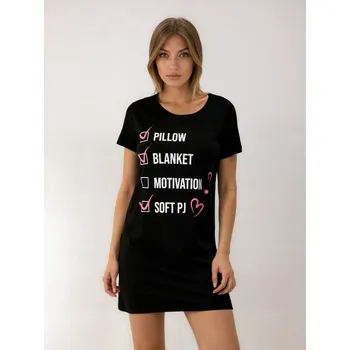 Dámská noční košile Sinsay - Bavlněná noční košile s potiskem - černá - 422HV-99X - 422HV-99X-XXL