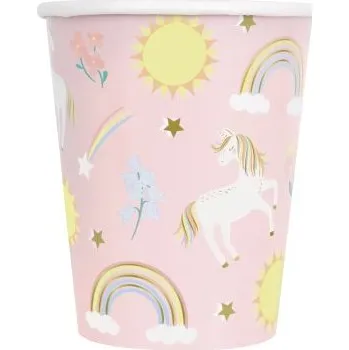 Party nádobí Kelímky papírové EKO - HB jednorožci, 8 ks