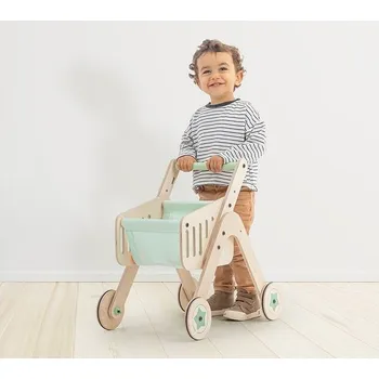 Dětské chodítko MamaToyz MamaToyz – Dřevěný nákupní vozík a chodítko Trio Shopper