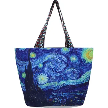 Carmani® Carmani - Taška na zip s oboustranným potiskem V. van Gogh Hvězdná noc - 54x40x17 cm