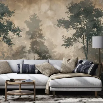 Tapeta Dovido Samolepící tapeta lesní mlha v šedých tónech