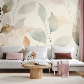 Tapeta Dovido Samolepící fototapeta jemné akvarelové listy v pastelových tónech