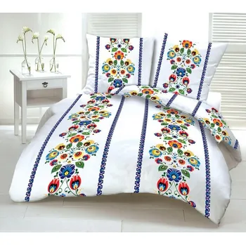 Povlečení Aaryans bavlněné povlečení DeLuxe Folk bílé II. 140x200/70x90cm