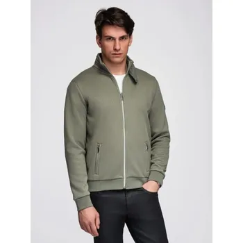 Pánská casual bunda Ombre Clothing Khaki pletená bunda s vysokým límcem V3 C645