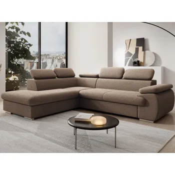 Sedací souprava Rohová sedačka Viera, světle hnědá látka, levý roh