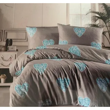 Povlečení Aaryans bavlněné povlečení DeLuxe Srdce tyrkysové 140x200/70x90cm