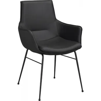 Jídelní židle Kožená židle s područkami Lowell | Černé