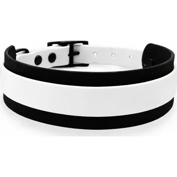 PafDog® Voděodolný široký gumový obojek pro psy bílo-černý - šířka 4 cm Vyberte velikost: XS
