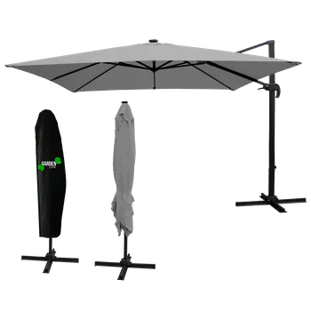 Slunečník Chomik Zahradní slunečník ROMA s LED osvětlením | šedá 300 x 300 cm