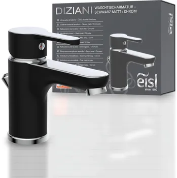 Sprchový set eisl DIZIANI Umyvadlová baterie s táhlem, koupelnová baterie s odtokovou soupravou Umyvadlo, chrom/matná černá | NI075DINBCR