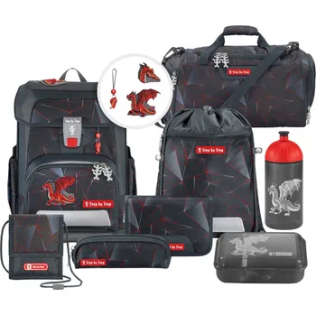 Školní batoh Školní aktovka CLOUD pro prvňáčky - 9dílný set, Step by Step Dragon + Dárek ZDARMA