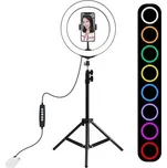 Stativ Puluz 1,1m 26cm RGBW LED kruhová lampa PKT3044