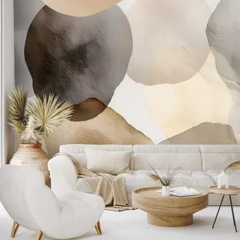 Tapeta Dovido Samolepící tapeta abstraktní béžové akvarelové kruhy