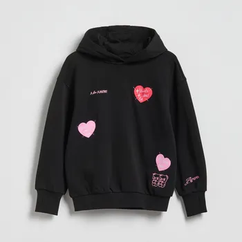 Dívčí mikina Reserved - Mikina s&nbsp;aplikací - černý - 961HV-99X - 961HV-99X-U13