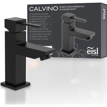 Sprchový set eisl CALVINO umyvadlová baterie, koupelnová baterie s vyskakovacím výtokem, vyskakovací výtoková zátka v matné černé barvě | NI075THI-B