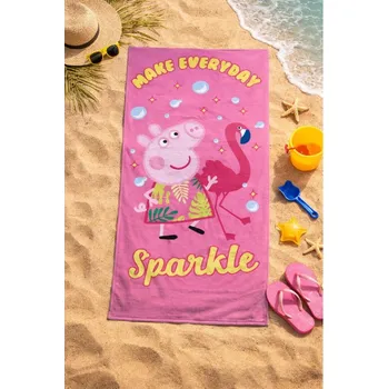 BrandMac Dětská bavlněná osuška PEPPA PIG s plameňákem 70x140cm