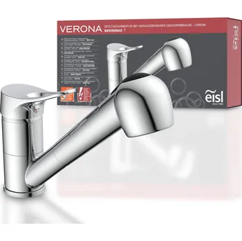 Vodovodní baterie eisl kuchyňská baterie VERONA s rozprašovačem na nádobí, nízkotlaká kuchyňská baterie, 360° otočná kuchyňská baterie, chrom | NI183VECR-LP