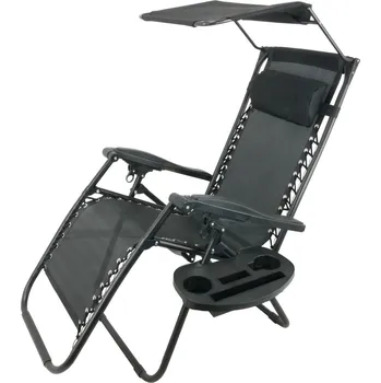 Zahradní lehátko Zahradní lehátko LERIN s odkládacím stolkem černé