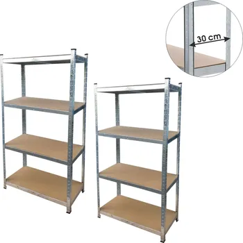 regál Sada 2 ks dílenských regálů SOULUTION 4 police hnědá/stříbrná