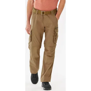 Pánské kalhoty FORCLAZ Pánské turistické kalhoty s kapsami 2v1 Travel 500 4XL KAŠTANOVÁ