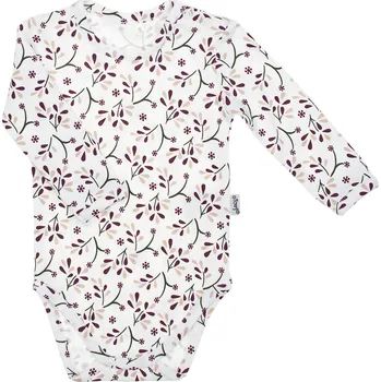 Kojenecký body Dívčí bavlněné body s dlouhým rukávem, krémová, vínová ALISA, vel. 86