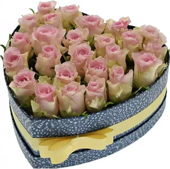 umělá květina Krabička růží BISOU modrá 24x10cm