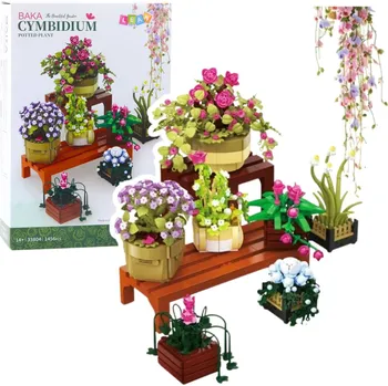 ostatní stavebnice Mamido Stavebnice květiny v květináčích s policí 1446 dílů