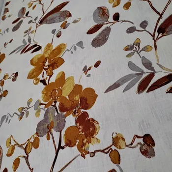 Pro útulný domov lněná látka ORCHIDEJ HOŘČICOVÁ