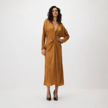 Dámské šaty Reserved - Šaty s řasením - zlatavá hnědá - 755JC-82X - 755JC-82X-M