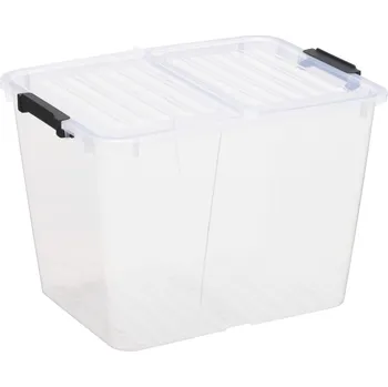 Úložný box Siguro Fold Box se skládacím víkem 30 l, 43 x 33 x 30 cm, transparentní