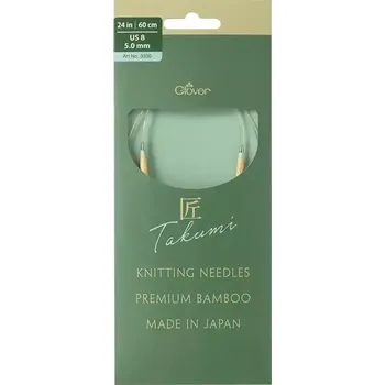Jehlice Clover kruhové otočné fixní jehlice Pro Takumi 60cm 5mm (Clover Circular knitting needles PRO Takumi)