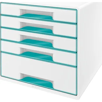 Zásuvkový kontejner LEITZ WOW CUBE, 5 zásuvek, bílo-ledově modrá
