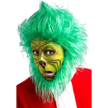 Karnevalová paruka Carnival Toys Zelená paruka s vousy Grinch Zelená