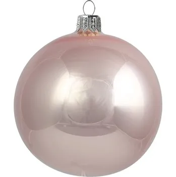 Vánoce Pastelově růžová baňka lesklá retro