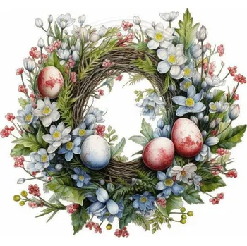 Textilní nažehlovací páska Dante Nažehlovačka Velikonoční věneček 6 - 6 x 6 cm