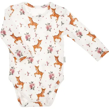 Kojenecké oblečení Bavlněné body, dlouhý rukáv, pro dívky, jelen, krémová LALA, vel. 80
