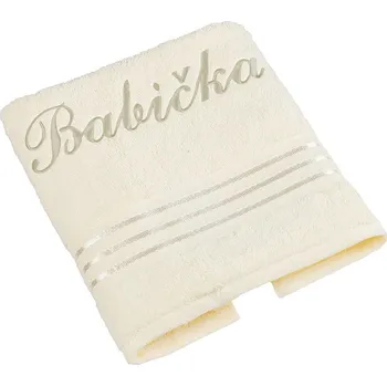 Ručník Bellatex Froté ručník kolekce Linie s výšivkou Babička Vanilková