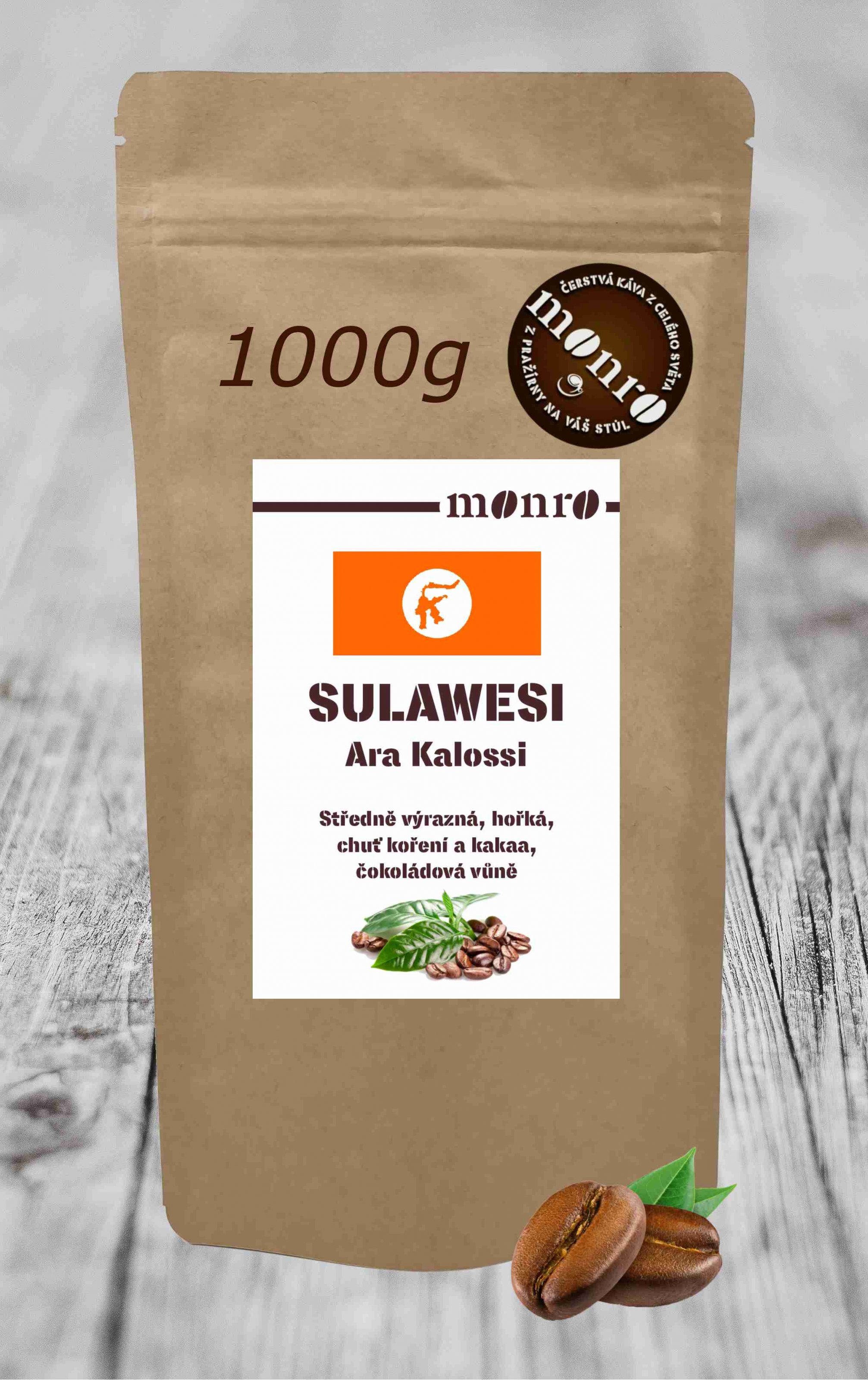 SULAWESI ARA KALOSSI KÁVA ARABIKA KÁVA MONRO 1000G