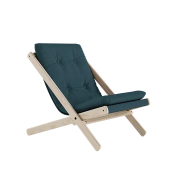 Křeslo KARUP Skládací křeslo BOOGIE přírodní s petrolejově modrým potahem