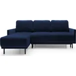 Tmavě modrá, Rohová rozkládací pohovka SOLO, 214 cm